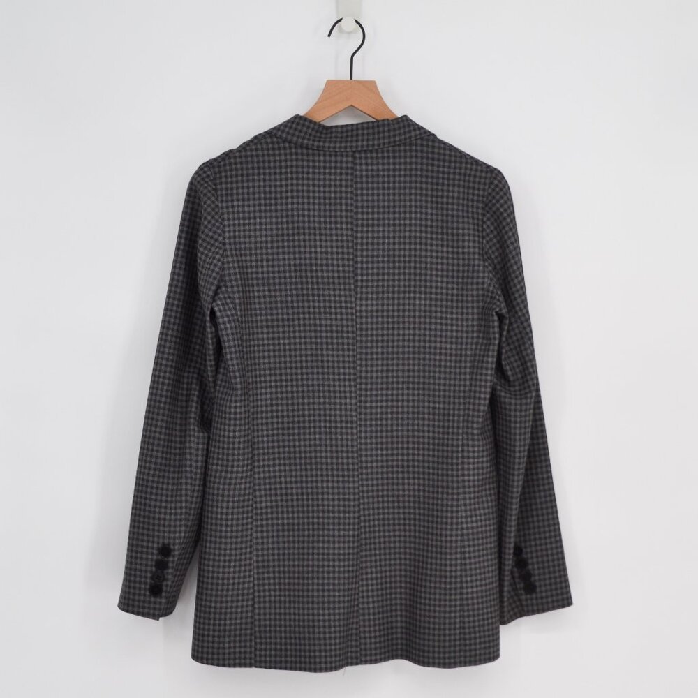 Reformation Double Breasted Blazer Jacket Oversized Gingham Check Gray Womens S - Picture 2 of 6